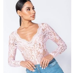 Lace Sheer Long Sleeve Bodysuit